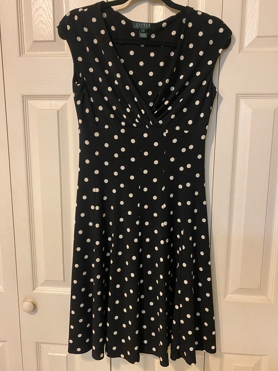 Lauren Ralph Lauren Dresses & Skirts - Lauren Ralph Lauren Black Midi Dress with White Polka Dots